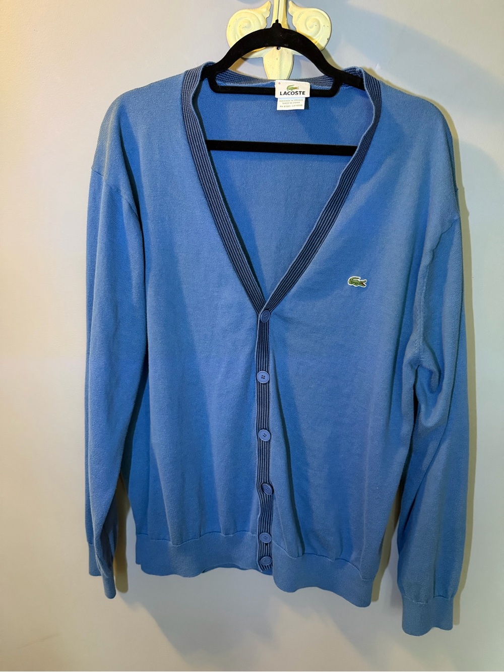 Lacoste Men's Blue Button V-Neck Cardigan